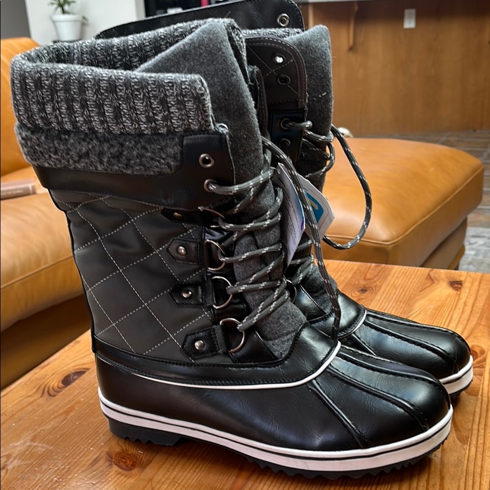 Dream Pairs Black Quilted Winter Boots